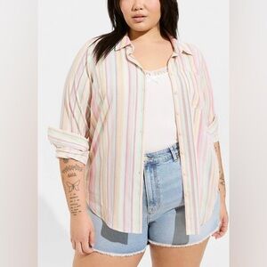 Torrid Striped Multicolor Button-Up Shirt women’s Size 3X New